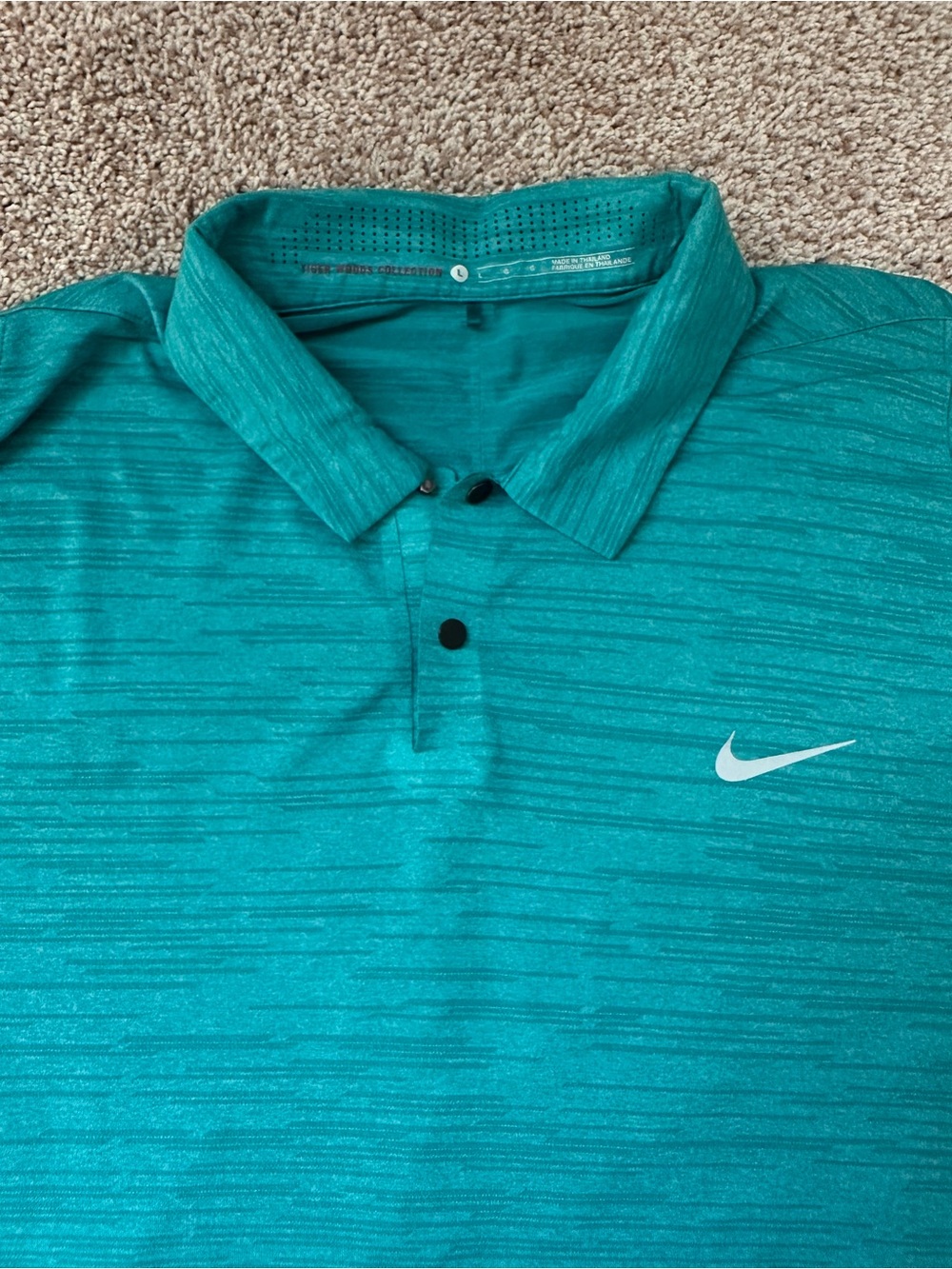 Nike Golf Tiger Woods Collection VL Max Swing Knit Polo Mens L Teal Green 803189